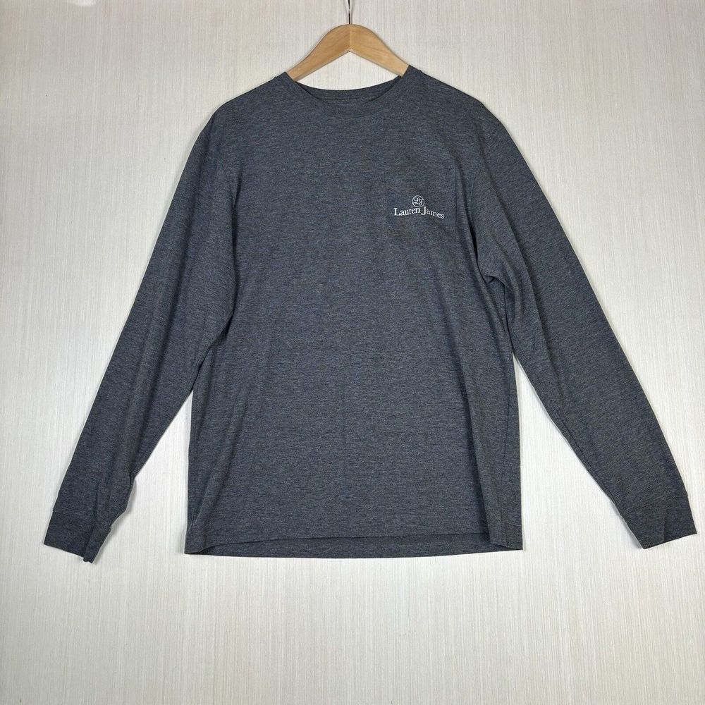 Lauren James Womens Long Sleeve T-Shirt Sz M Gray Sweet Defense Football Season - Picture 3 of 11